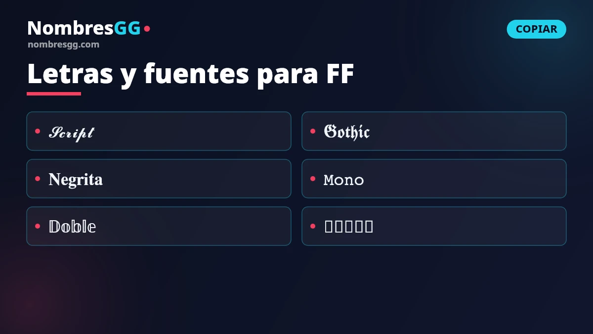 Letras y fuentes para Free Fire para copiar