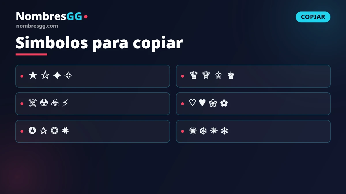 Símbolos para Free Fire para copiar y pegar