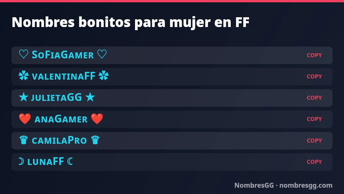 Nombres bonitos para Free Fire para mujer para copiar