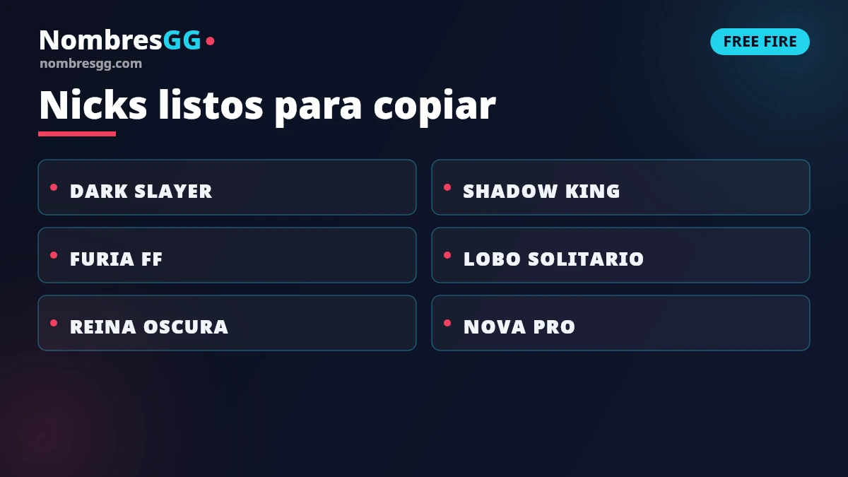 Nicks para Free Fire listos para copiar