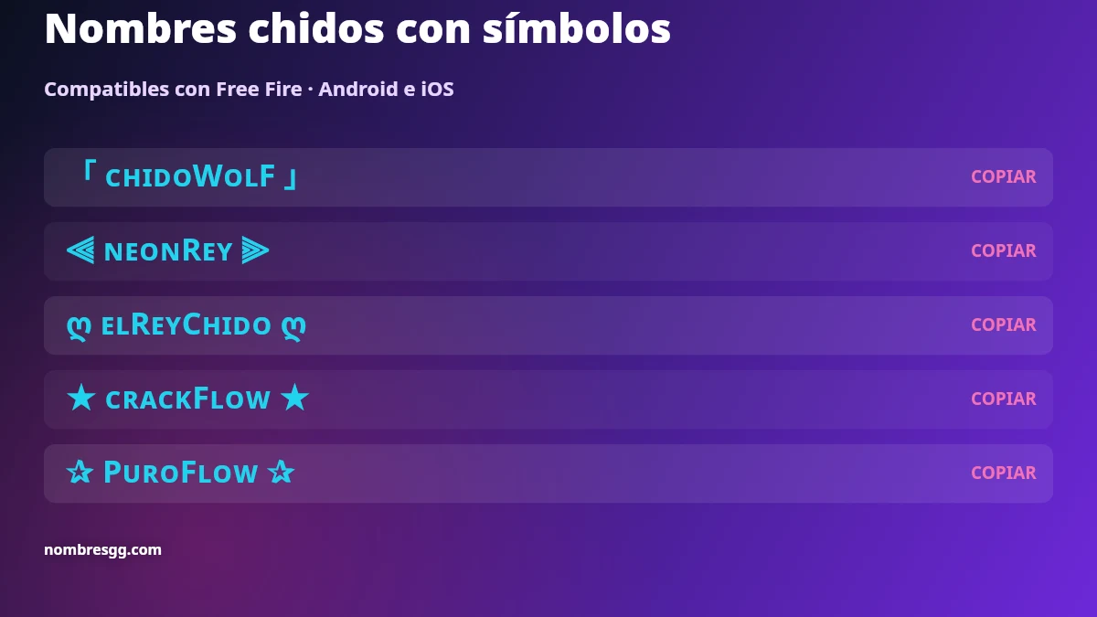 Nombres chidos con símbolos para Free Fire para copiar