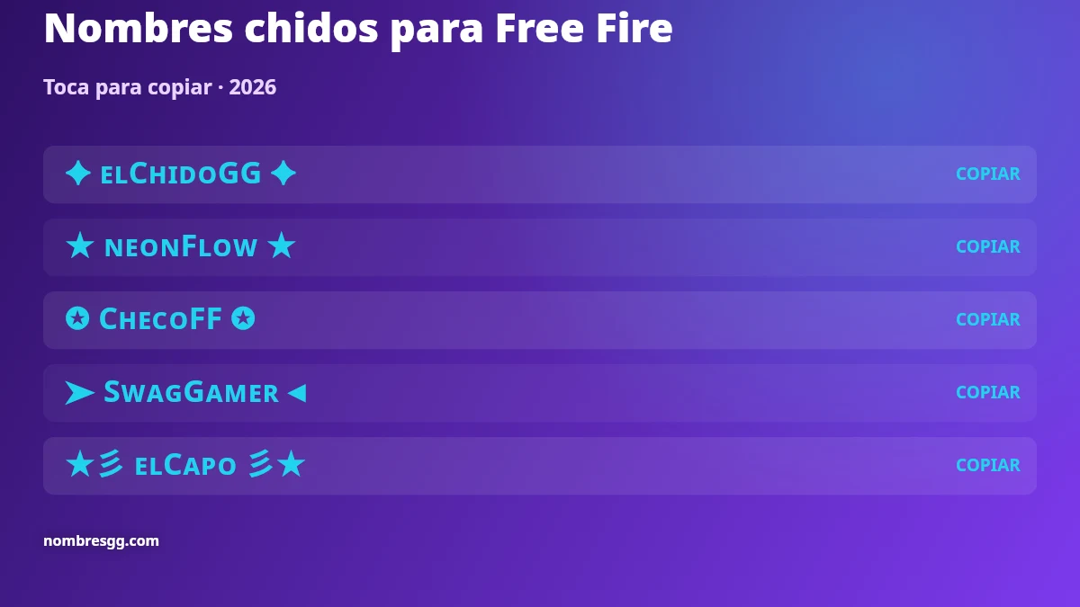 Nombres chidos para Free Fire para copiar