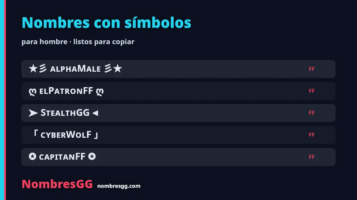 Nombres con símbolos para Free Fire para hombre para copiar
