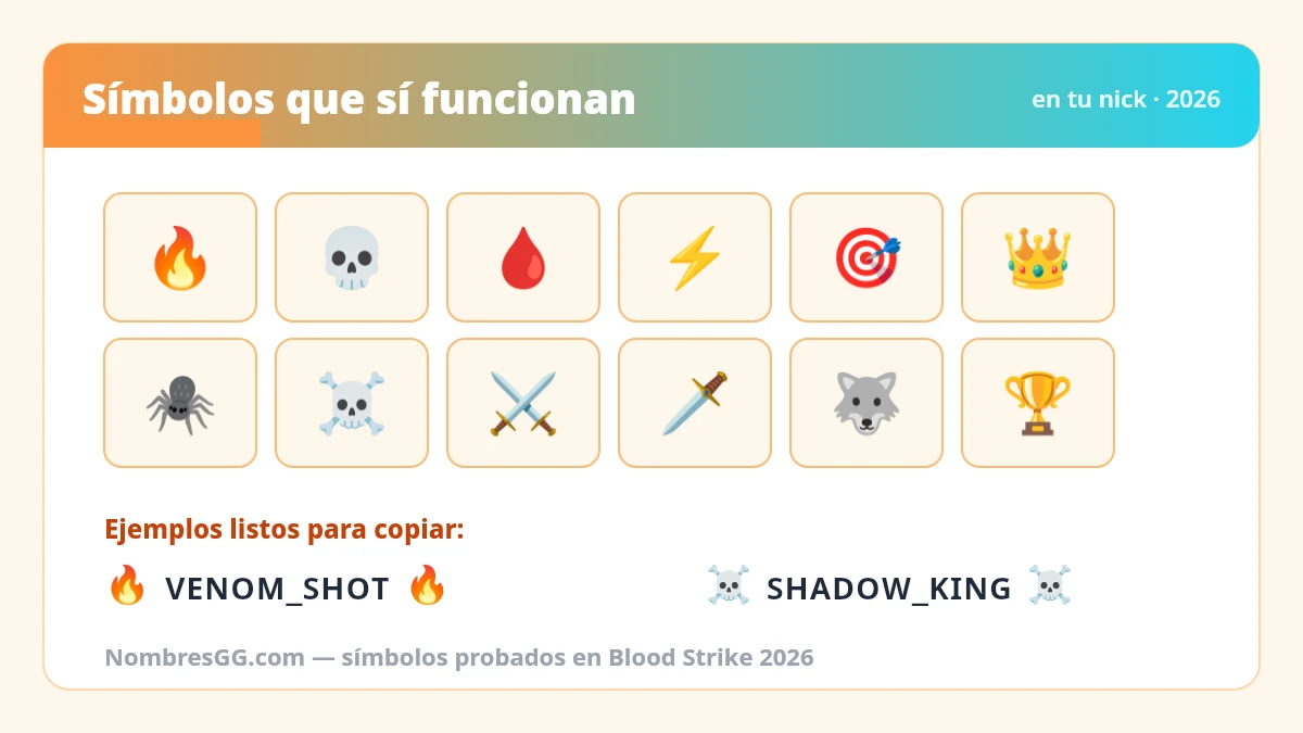 Símbolos y emojis que funcionan en los nombres de Blood Strike, listos para copiar